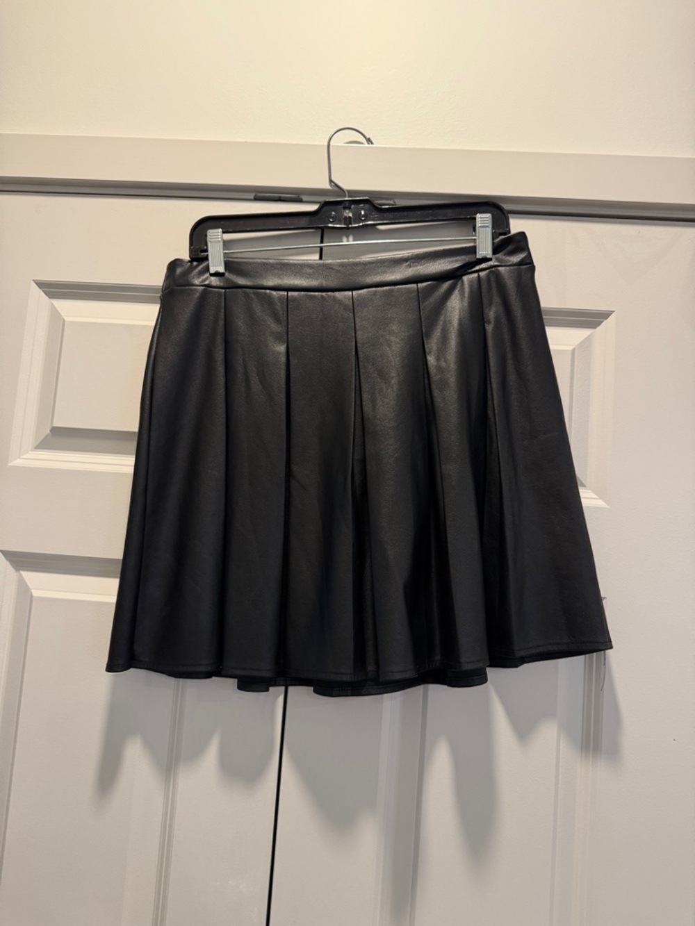 SO Black Faux Leather Midi Pleated Skirt